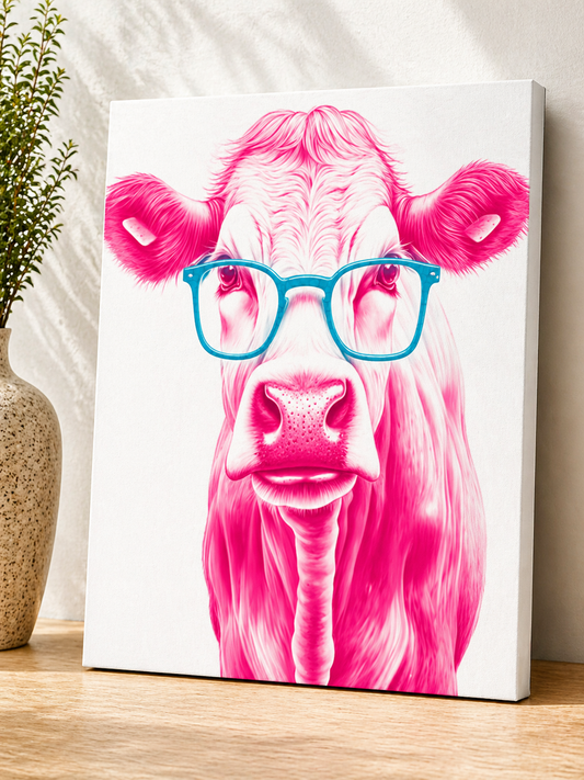 Pink Cow Pop Art Canvas & Metal Print – Modern Farmhouse Statement Wall Art