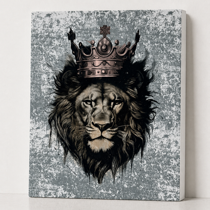 Crowned Lion Canvas & Metal Print – King Lion Wall Art | Bold Statement Decor