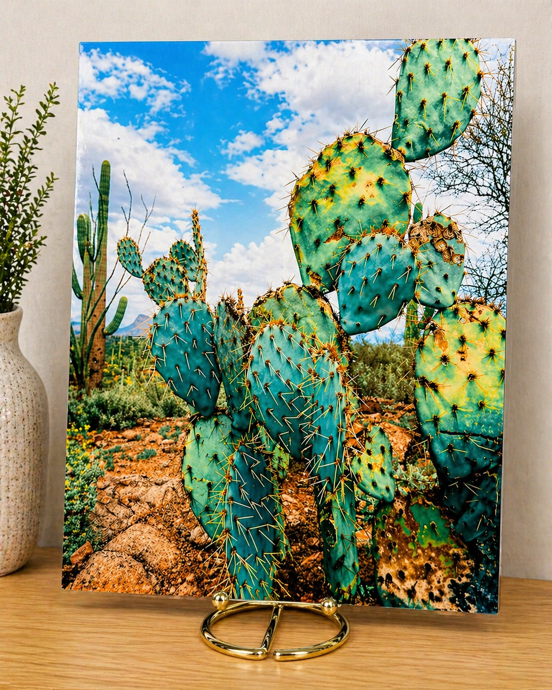 Vibrant Desert Cactus Canvas & Metal Print – Southwest Botanical Wall Art