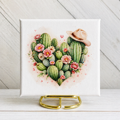 Cactus Heart Wall Art – Canvas or Metal Print – Western Floral Decor – Desert Boho Artwork – Rustic Cowgirl Gift