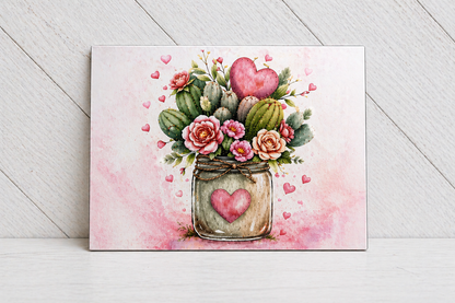 Cactus Flower Mason Jar Wall Art – Canvas or Metal Print – Rustic Western Decor – Boho Gift Idea