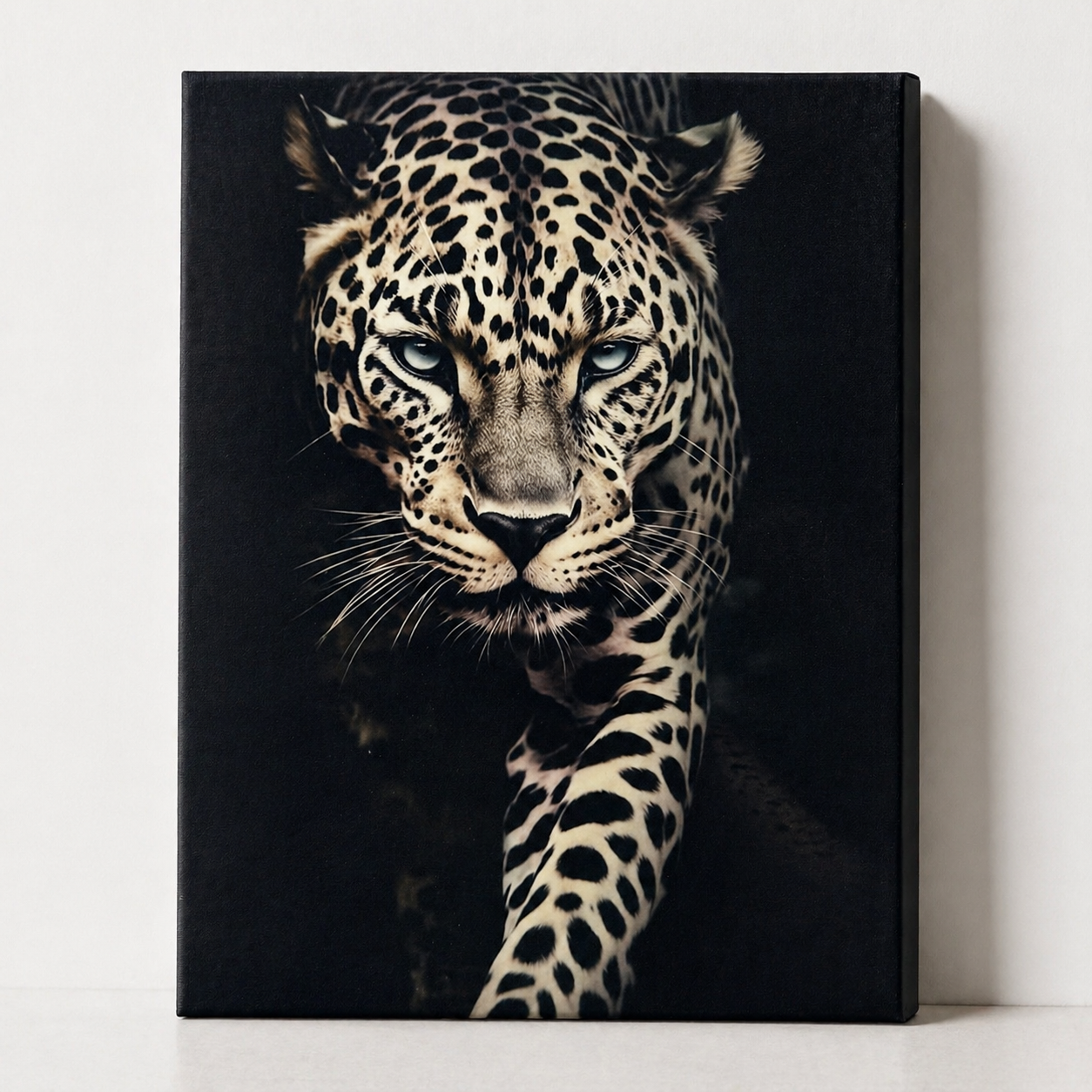 Leopard Portrait Canvas & Metal Print – Dramatic Black & White Wildlife Wall Art