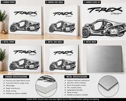 T-REX Campagna Canvas & Metal Print – Performance Trike Line Art Wall Art