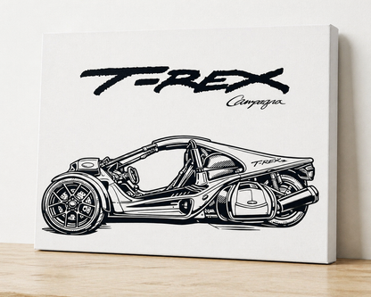 T-REX Campagna Canvas & Metal Print – Performance Trike Line Art Wall Art