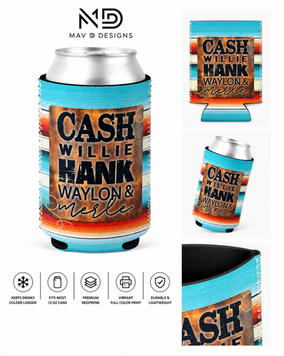 Cash Willie Hank Waylon Merle | 12 oz Can Koozie
