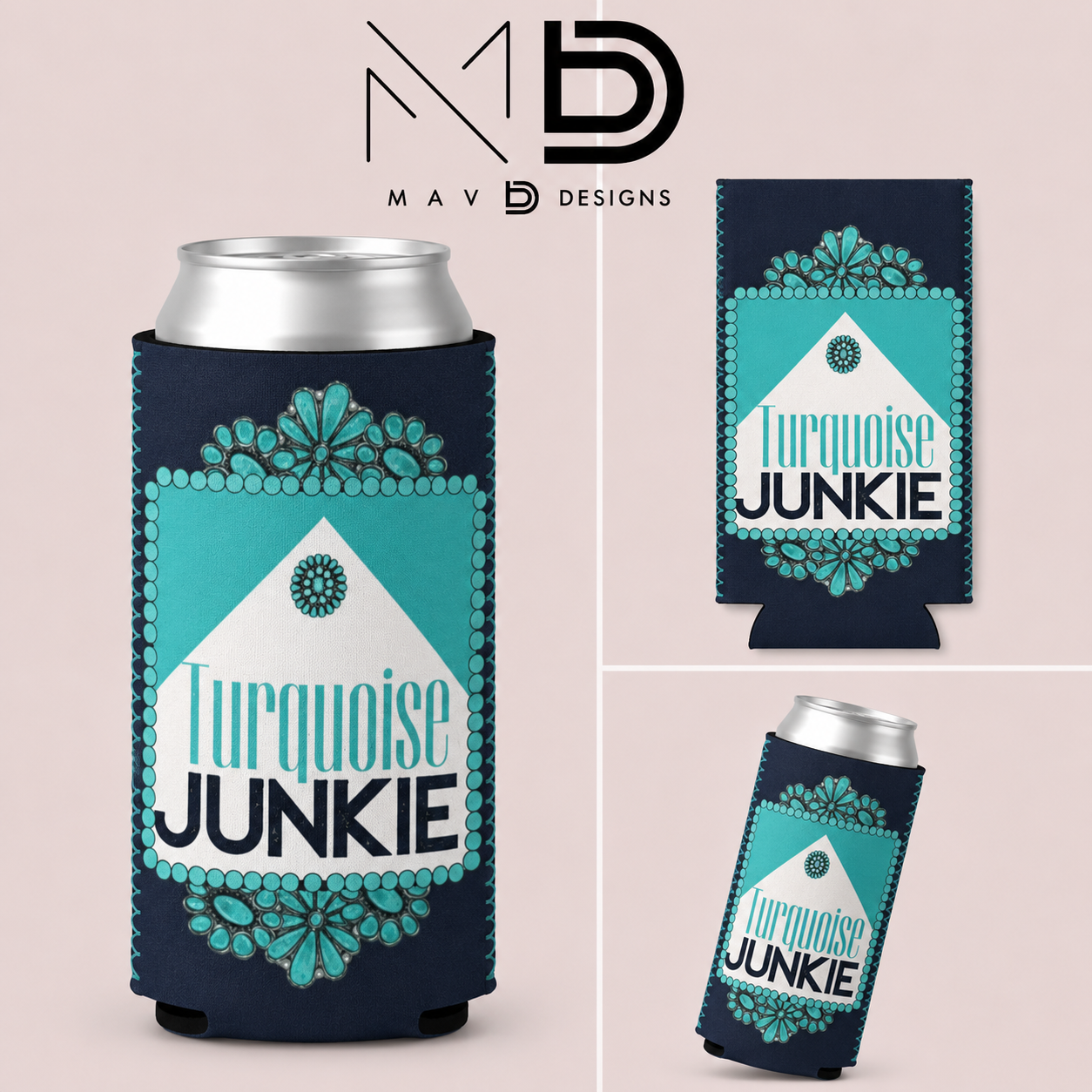 Turquoise Junkie | 12 oz Tall Skinny Can Koozie