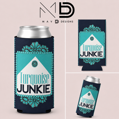 Turquoise Junkie | 12 oz Tall Skinny Can Koozie