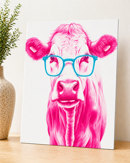 Pink Cow Pop Art Canvas & Metal Print – Modern Farmhouse Statement Wall Art