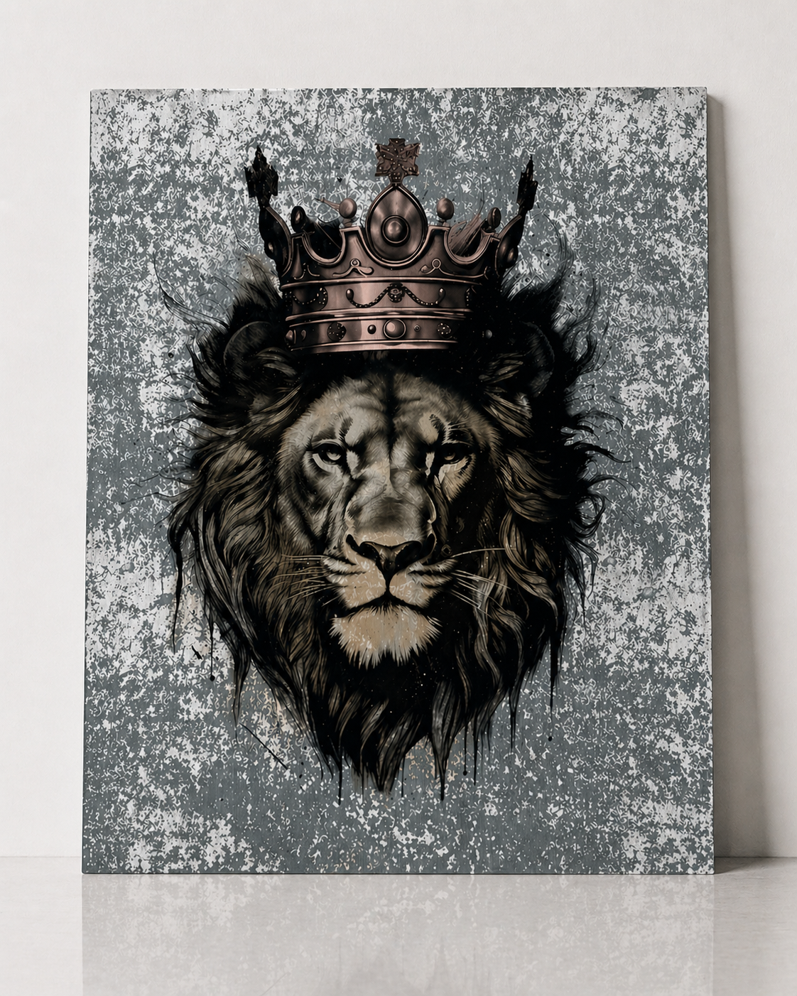 Crowned Lion Canvas & Metal Print – King Lion Wall Art | Bold Statement Decor