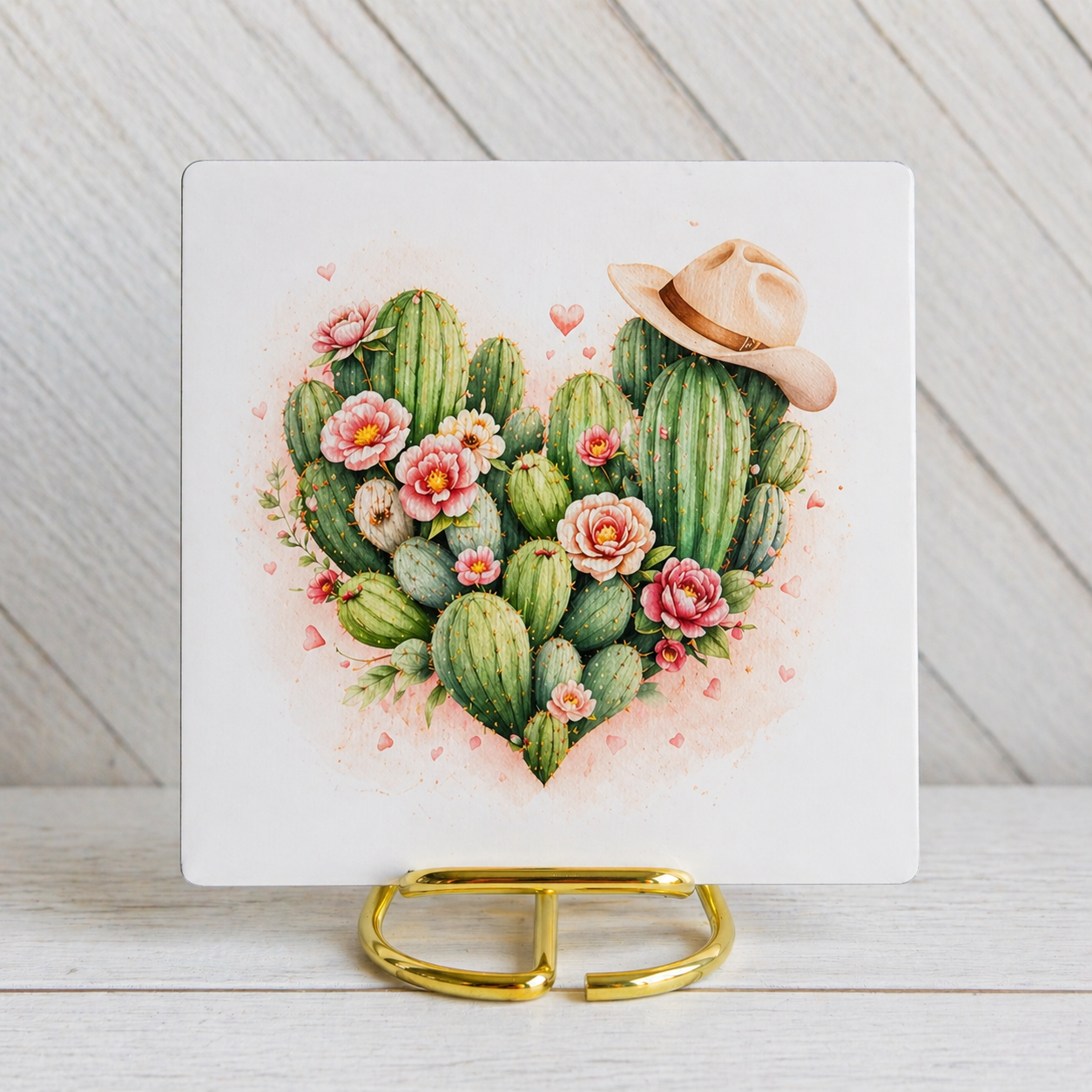 Cactus Heart Wall Art – Canvas or Metal Print – Western Floral Decor – Desert Boho Artwork – Rustic Cowgirl Gift