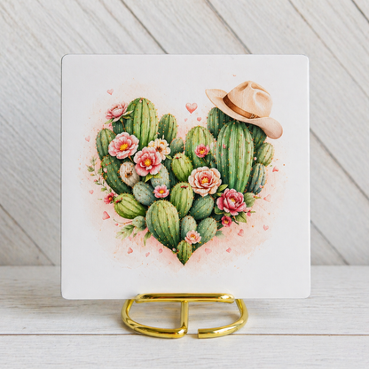Cactus Heart Wall Art – Canvas or Metal Print – Western Floral Decor – Desert Boho Artwork – Rustic Cowgirl Gift