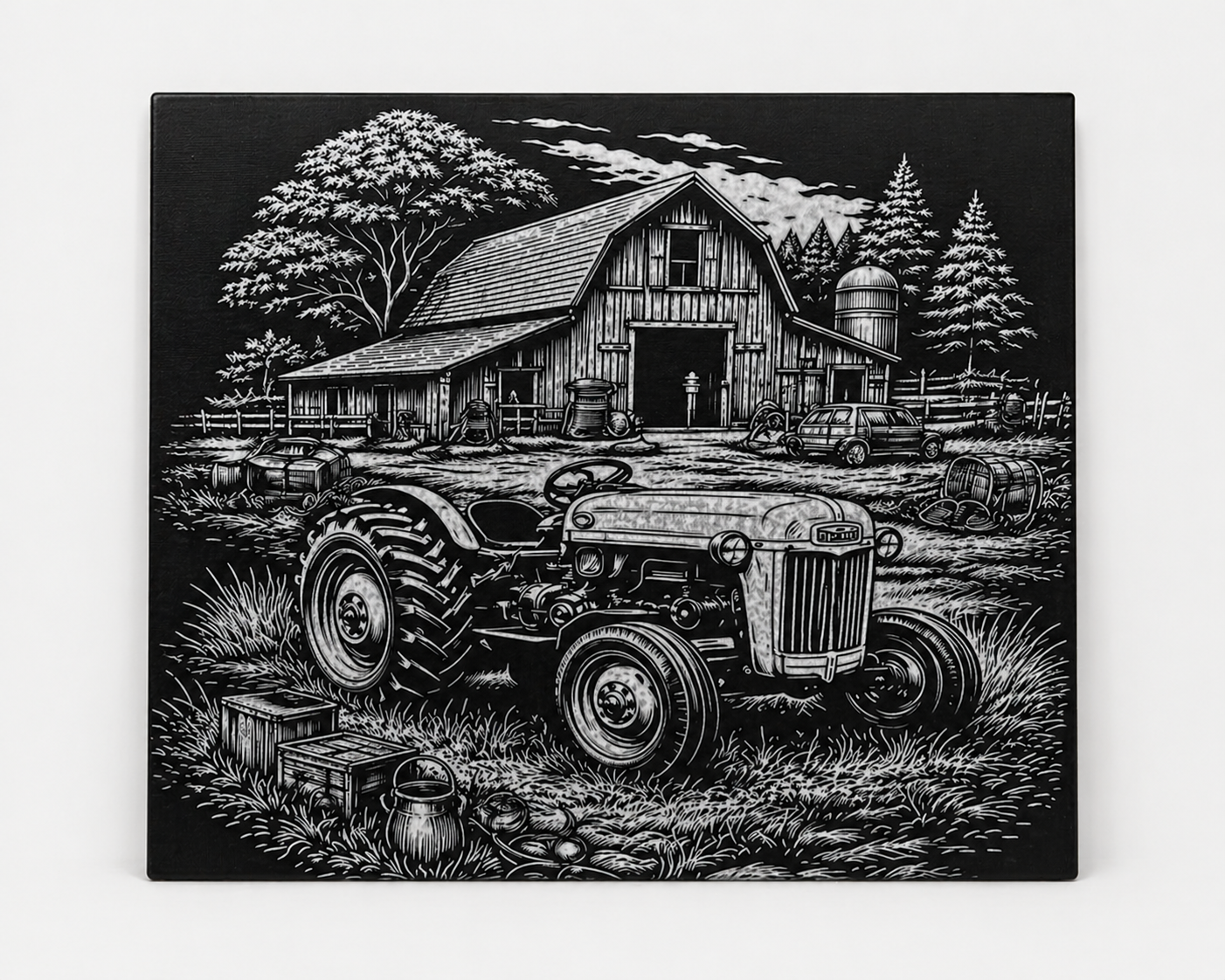 Vintage Farm Tractor Canvas & Metal Print – Rustic Barnyard Wall Art