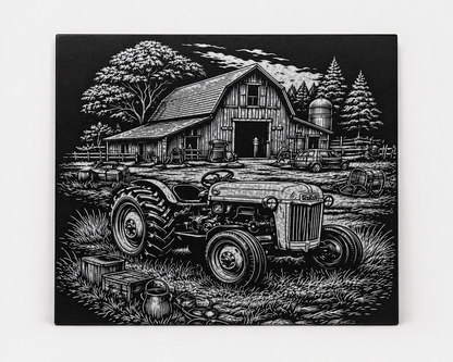 Vintage Farm Tractor Canvas & Metal Print – Rustic Barnyard Wall Art