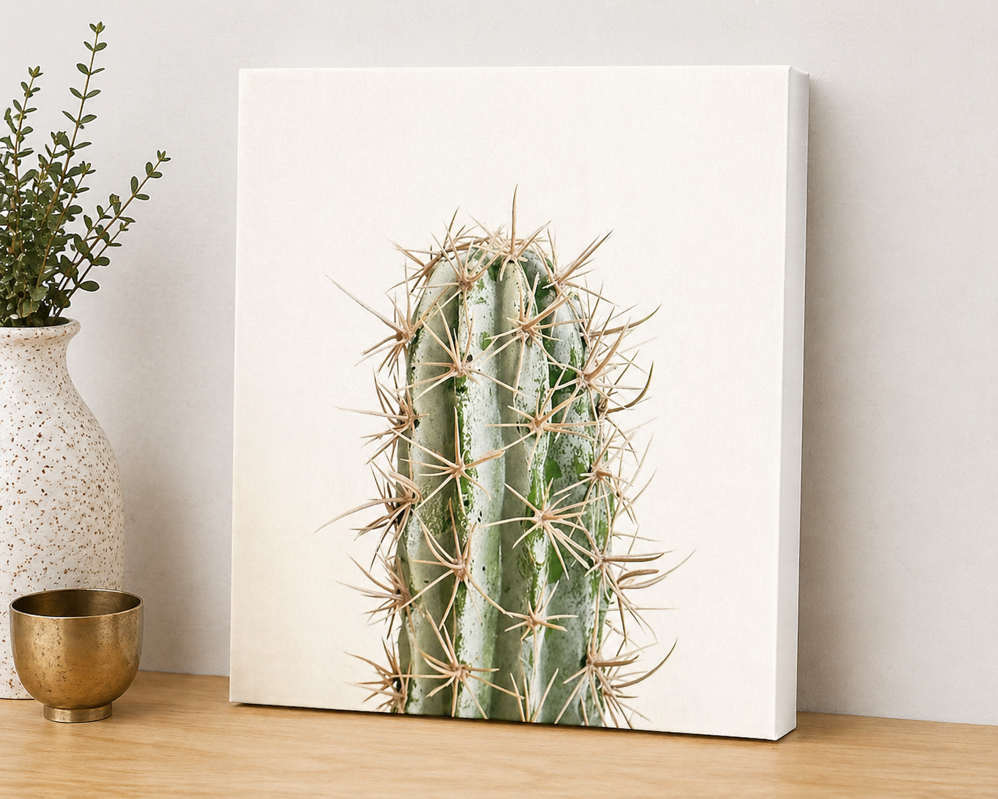 Minimalist Cactus Canvas & Metal Print – Modern Desert Botanical Wall Art
