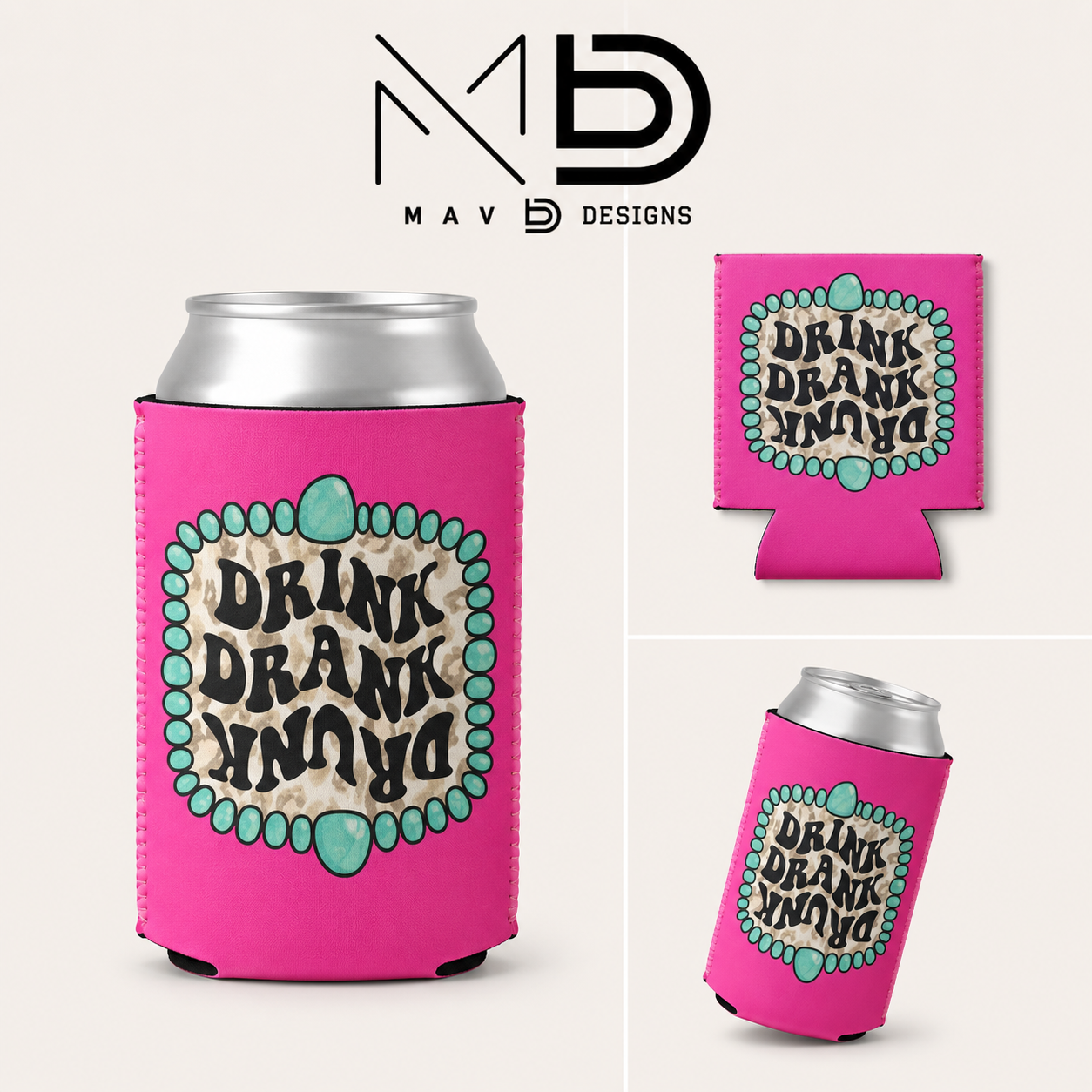 Vibrant Pink Drink Drank Drunk | 12 oz Can Koozie