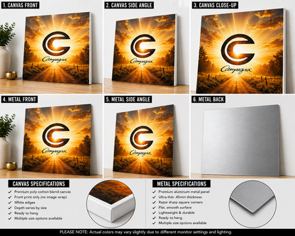 Campagna Sunset Canvas & Metal Print – Modern Logo Landscape Wall Art