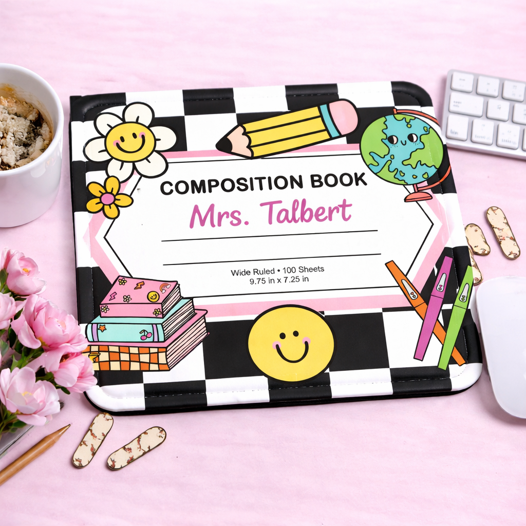 Personalized Teacher Mouse Pad - Groovy Comp Book