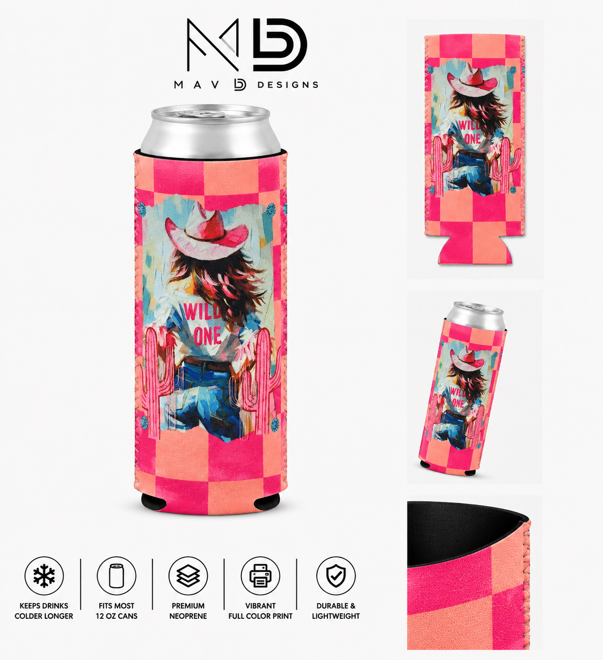 Wild One | 12 oz Tall Skinny Can Koozie