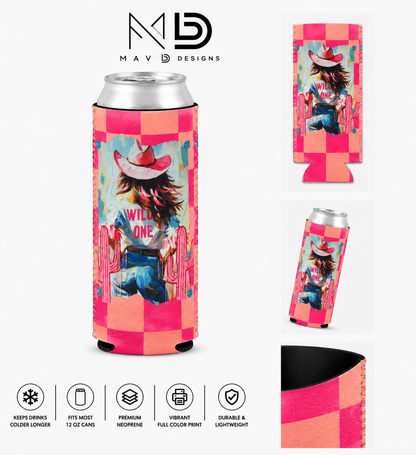 Wild One | 12 oz Tall Skinny Can Koozie