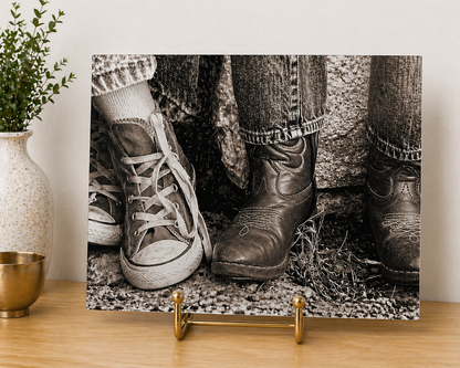 Vintage Boots & Sneakers Canvas & Metal Print – Rustic Lifestyle Wall Art