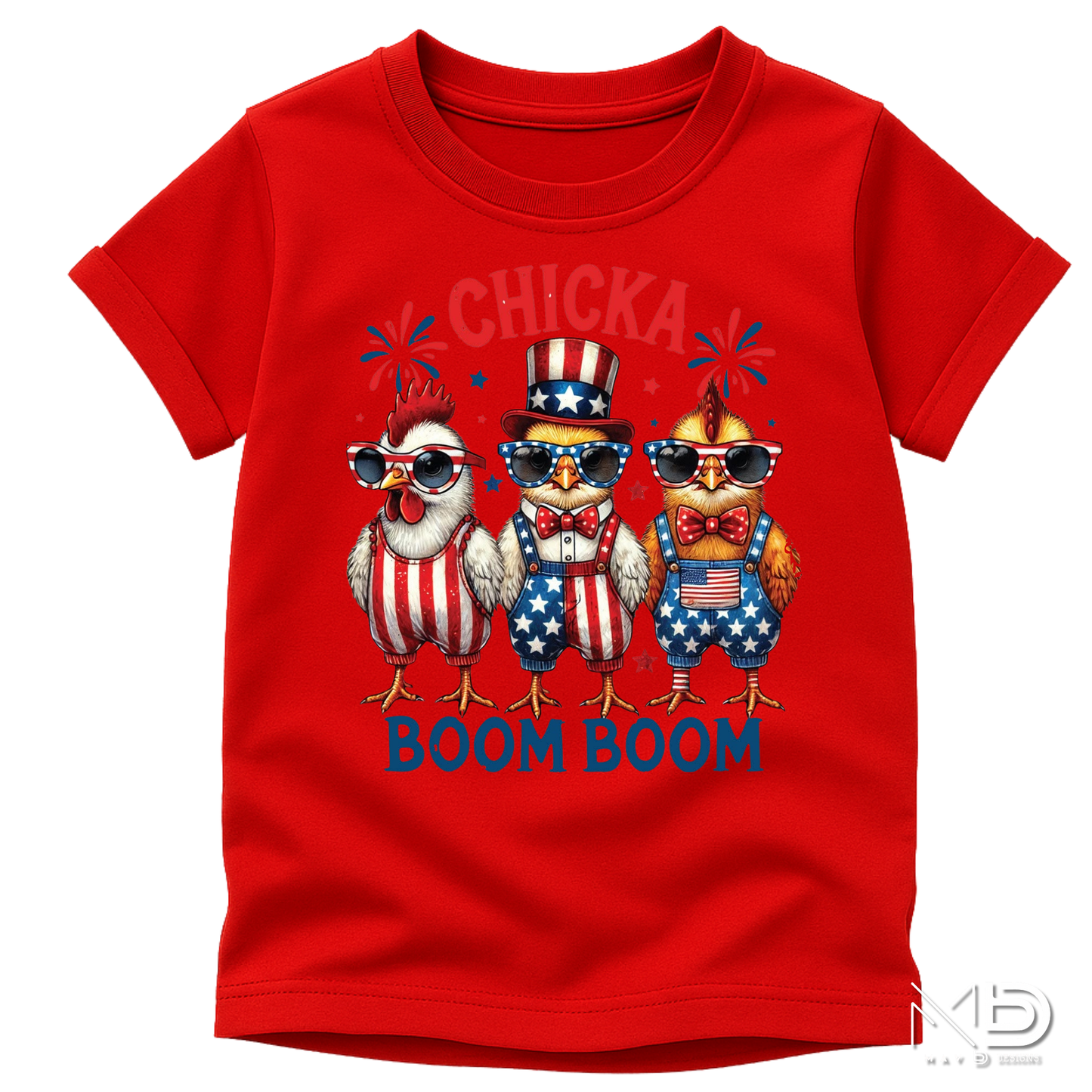 Chicka Boom Boom Shirt | Funny Patriotic Chicken Fourth of July Graphic Tee