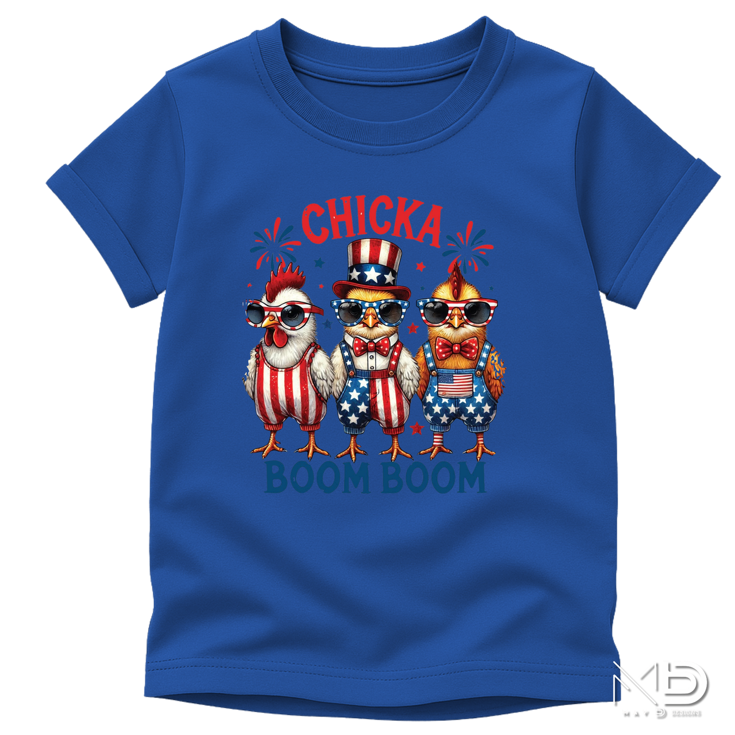 Chicka Boom Boom Shirt | Funny Patriotic Chicken Fourth of July Graphic Tee