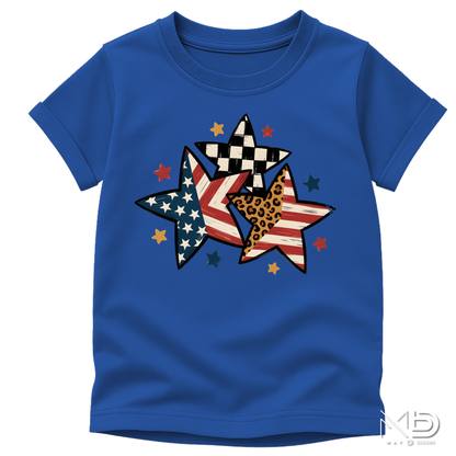 Patriotic Stars Shirt | USA Flag & Leopard Print Graphic Tee