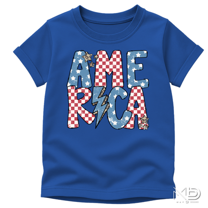 America Lightning Bolt Patriotic Shirt | Retro Fourth of July Graphic Tee