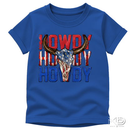 Howdy Howdy Howdy Shirt | Patriotic Cow Skull Western Graphic Tee