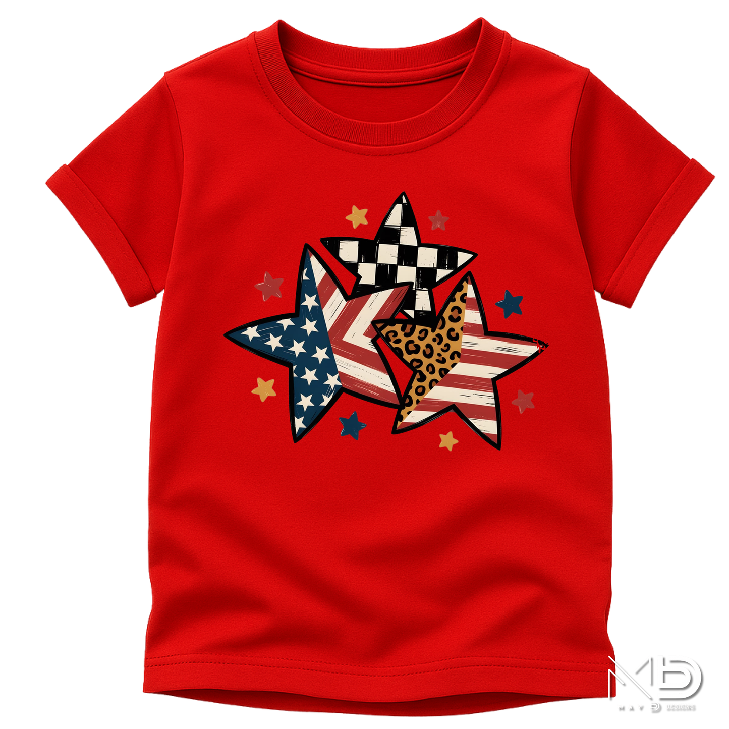Patriotic Stars Shirt | USA Flag & Leopard Print Graphic Tee