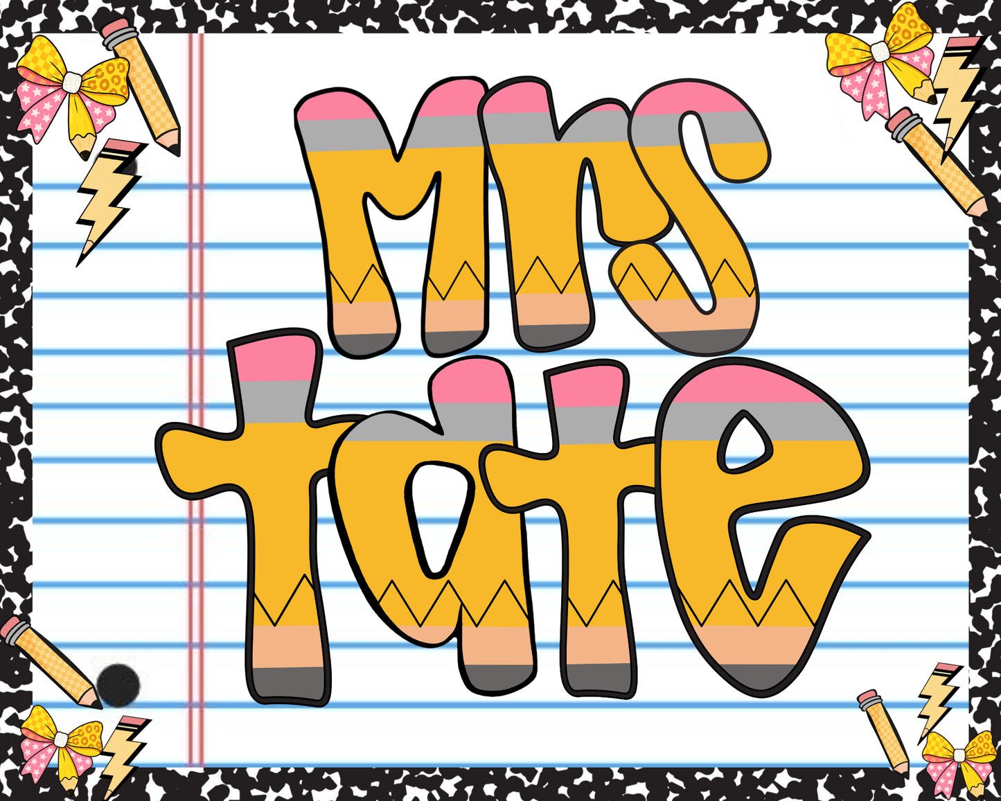 Personalized Teacher Mouse Pad - Pencil Paper Composition