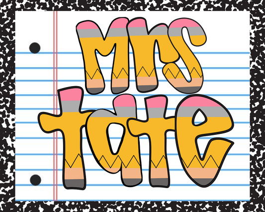 Personalized Teacher Mouse Pad - Pencil Paper Composition