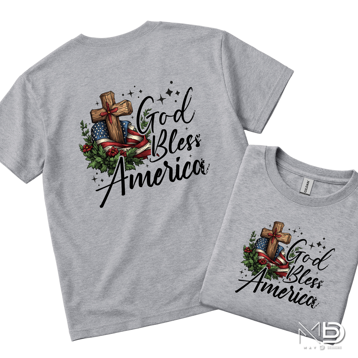 God Bless America Shirt | Christian Patriotic Cross Tee | Faith Family Freedom USA Shirt