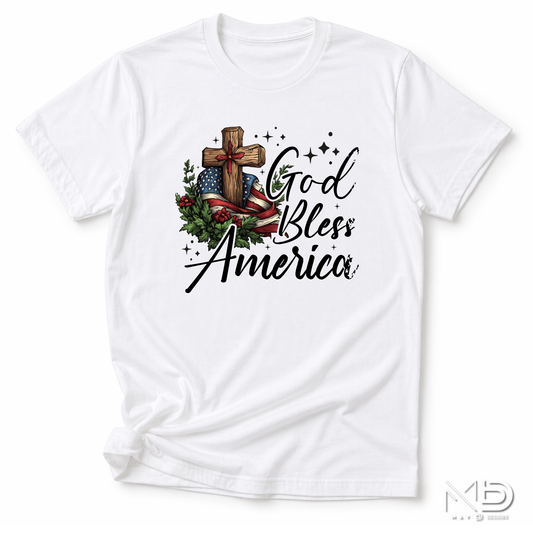 God Bless America Shirt | Christian Patriotic Cross Tee | Faith Family Freedom USA Shirt