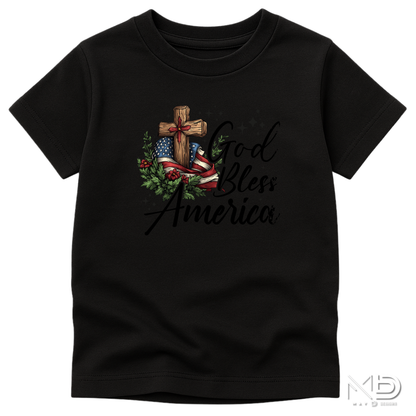God Bless America Shirt | Christian Patriotic Cross Tee | Faith Family Freedom USA Shirt
