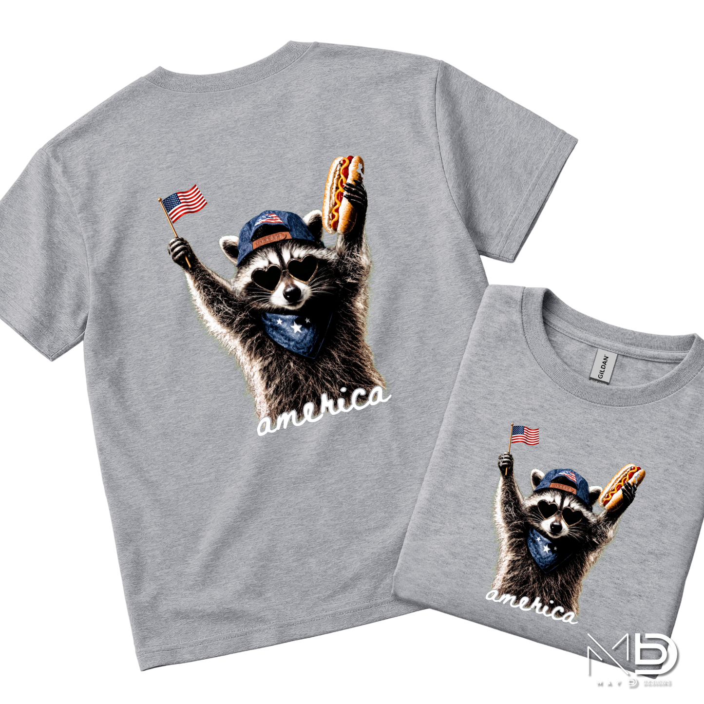 Patriotic Raccoon Hot Dog Shirt | Funny America Graphic Tee | Fourth of July Raccoon Shirt