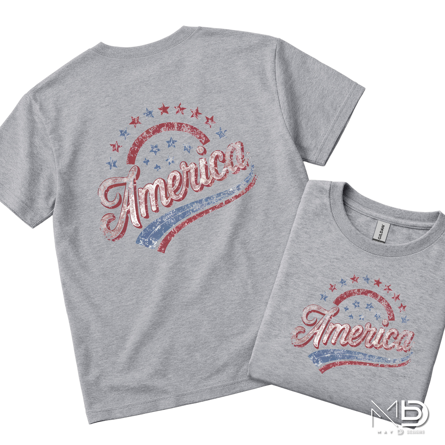 Vintage America Patriotic Shirt | Retro USA Graphic Tee | Distressed Red White Blue Independence Day Shirt