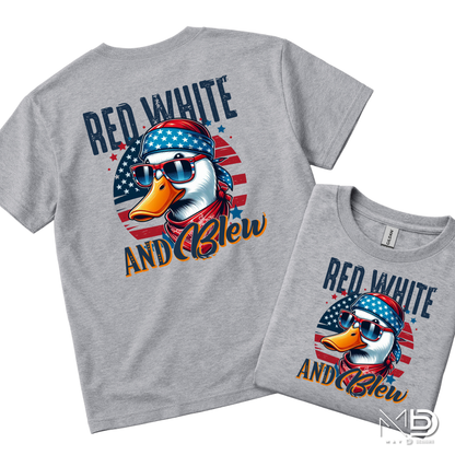 Red White & Blew Funny Patriotic Duck Shirt | USA Waterfowl Graphic Tee | Fourth of July Humor Shirt