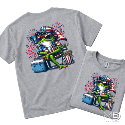 Patriotic Beach Frog Shirt | Funny Fourth of July Frog Tee | Red White Blue Summer Graphic Shirt