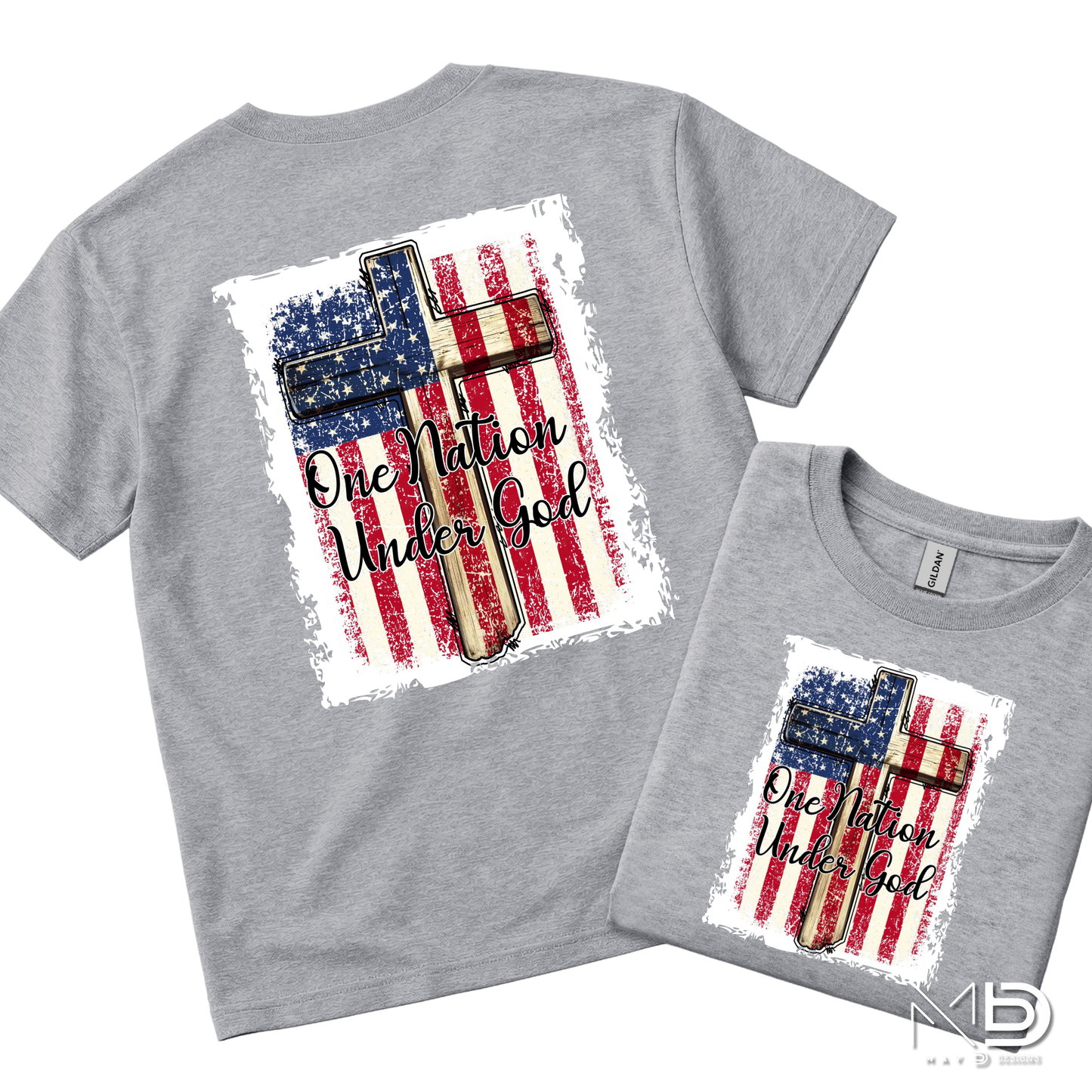 One Nation Under God Patriotic Christian Shirt | American Flag Cross Graphic Tee | Faith & Freedom Shirt