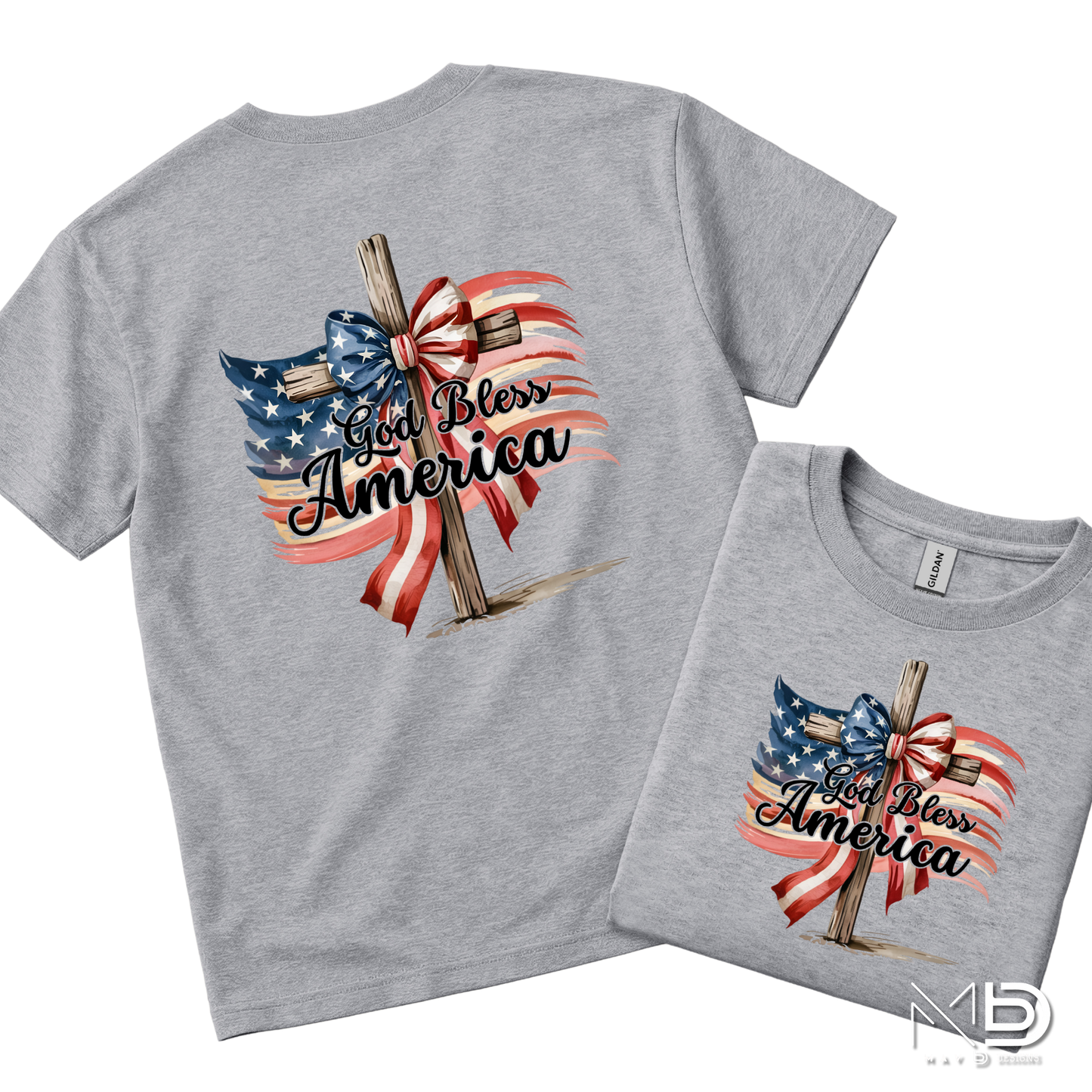 God Bless America Cross Shirt | Patriotic Christian Cross Tee | Faith & Freedom Graphic T-Shirt