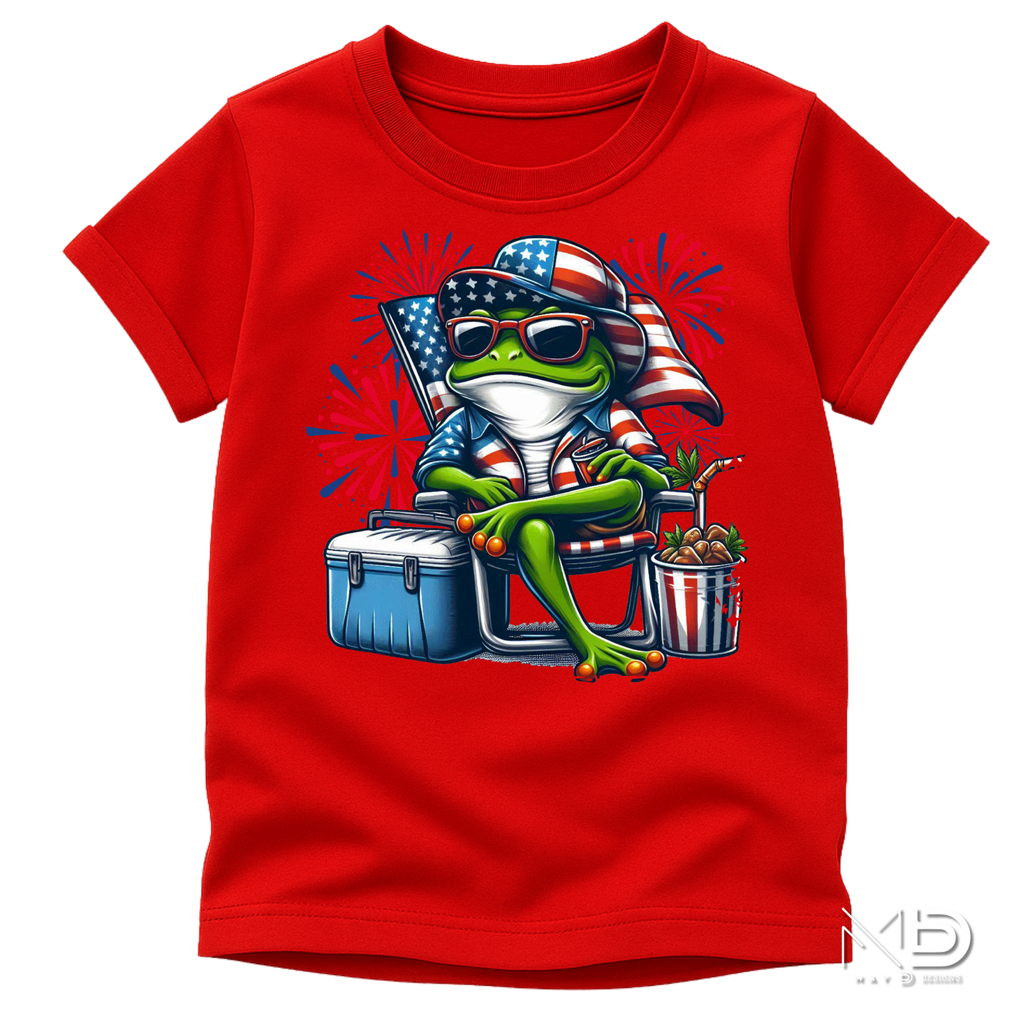 Patriotic Beach Frog Shirt | Funny Fourth of July Frog Tee | Red White Blue Summer Graphic Shirt