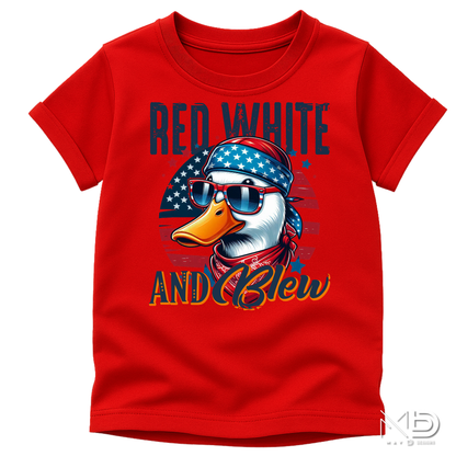 Red White & Blew Funny Patriotic Duck Shirt | USA Waterfowl Graphic Tee | Fourth of July Humor Shirt