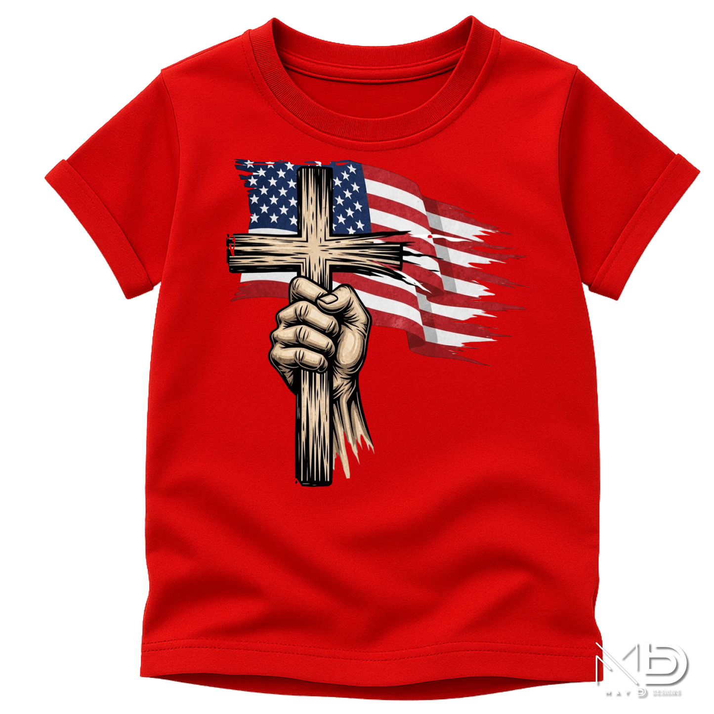 Patriotic Cross Shirt | Christian American Flag Cross Tee | Faith & Freedom Graphic T-Shirt