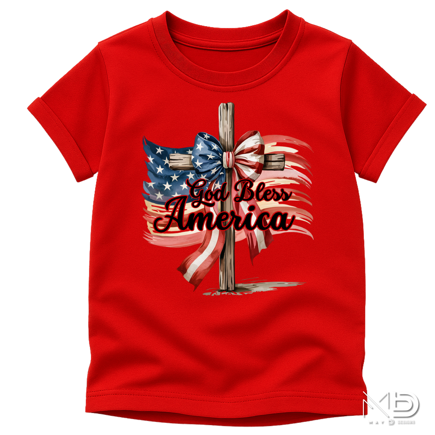 God Bless America Cross Shirt | Patriotic Christian Cross Tee | Faith & Freedom Graphic T-Shirt