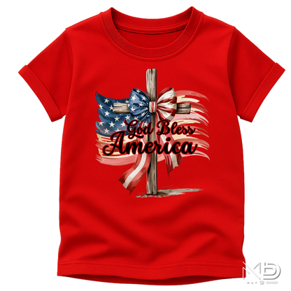 God Bless America Cross Shirt | Patriotic Christian Cross Tee | Faith & Freedom Graphic T-Shirt