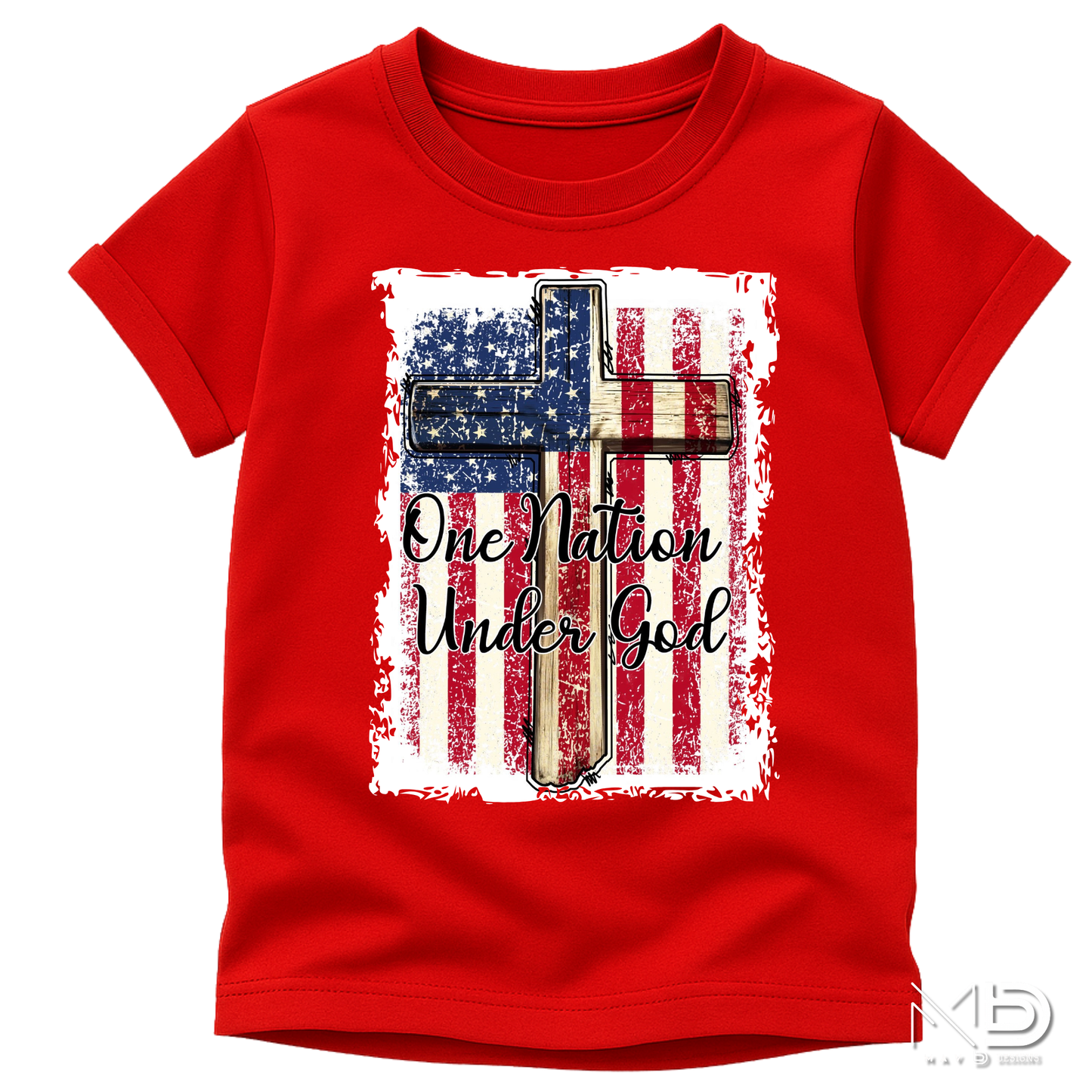 One Nation Under God Patriotic Christian Shirt | American Flag Cross Graphic Tee | Faith & Freedom Shirt