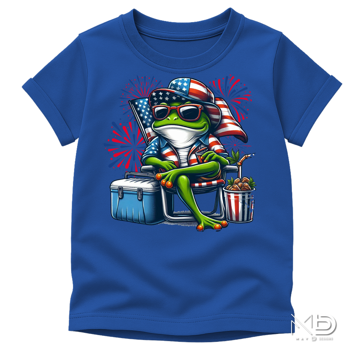 Patriotic Beach Frog Shirt | Funny Fourth of July Frog Tee | Red White Blue Summer Graphic Shirt