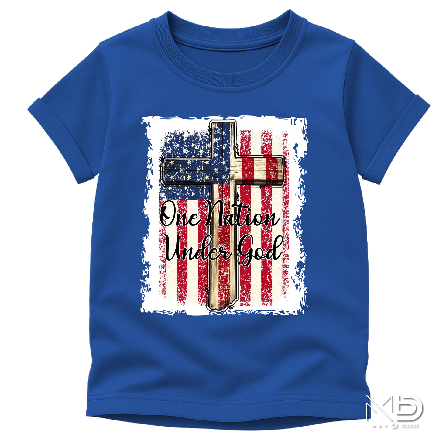One Nation Under God Patriotic Christian Shirt | American Flag Cross Graphic Tee | Faith & Freedom Shirt