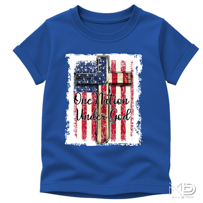 One Nation Under God Patriotic Christian Shirt | American Flag Cross Graphic Tee | Faith & Freedom Shirt